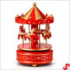 Atlı Karınca Müzik Kutusu, 17cm x 10cm - Kırmızı