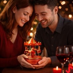 Atlı Karınca Müzik Kutusu, 17cm x 10cm - Kırmızı