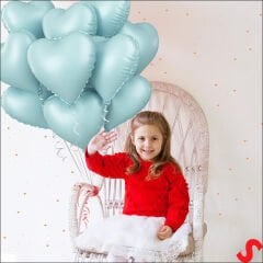 Kalp Folyo Balon, 45 cm - Mavi