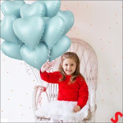 Kalp Folyo Balon, 45 cm - Mavi