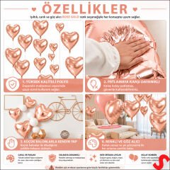 Kalp Folyo Balon, 45 cm - Rose Gold