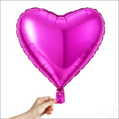 Kalp Folyo Balon, 60cm - Fuşya