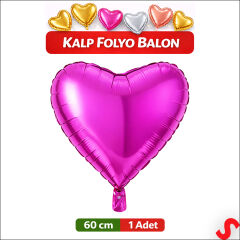 Kalp Folyo Balon, 60cm - Fuşya