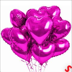 Kalp Folyo Balon, 60cm - Fuşya