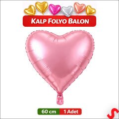 Kalp Folyo Balon, 60cm - Pembe