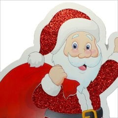 Noel Baba Baskılı Simli Strafor Süs - 35cm x 30cm