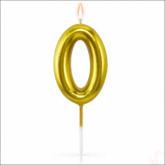 0 Rakam Mum Altın - 10 cm