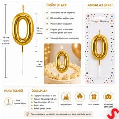 0 Rakam Mum Altın - 10 cm