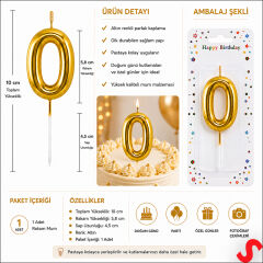 0 Rakam Mum Altın - 10 cm