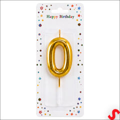 0 Rakam Mum Altın - 10 cm