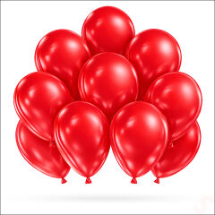 Metalik Parlak Balon, 30 cm x 10 Adet - Kırmızı
