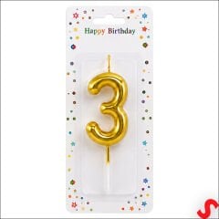 3 Rakam Mum Altın - 10 cm