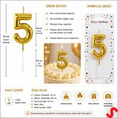 5 Rakam Mum Altın - 10 cm