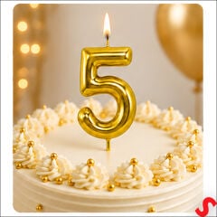 5 Rakam Mum Altın - 10 cm