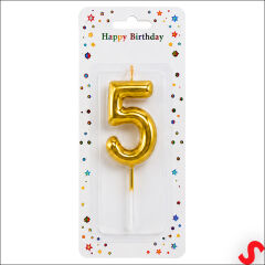 5 Rakam Mum Altın - 10 cm
