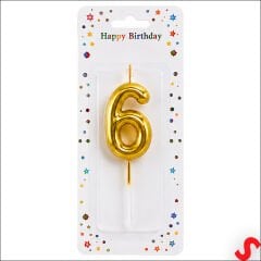 6 Rakam Mum Altın - 10 cm