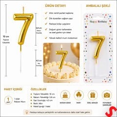 7 Rakam Mum Altın - 10 cm
