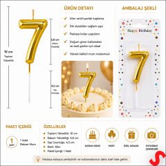 7 Rakam Mum Altın - 10 cm