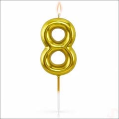 8 Rakam Mum Altın - 10 cm