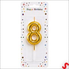 8 Rakam Mum Altın - 10 cm