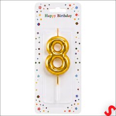 8 Rakam Mum Altın - 10 cm