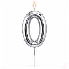 0 Rakam Mum Gümüş - 10 cm