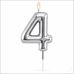 4 Rakam Mum Gümüş - 10 cm