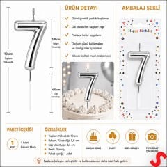 7 Rakam Mum Gümüş - 10 cm