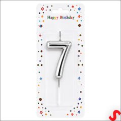 7 Rakam Mum Gümüş - 10 cm