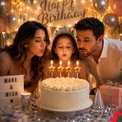 Çubuklu Metalik Altın Yıldız Mum - 14 cm x 4 Adet