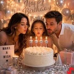 Çubuklu Metalik Gümüş Yıldız Mum - 14 cm x 4 Adet