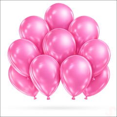 Metalik Parlak Balon, 30 cm x 10 Adet - Pembe