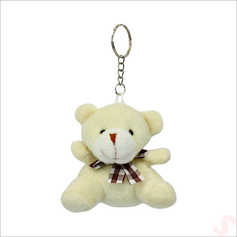 Pelüş Ayıcık Anahtarlık, 6,5 cm x 6,5 cm - Beyaz