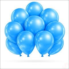 Metalik Parlak Balon, 30 cm x 10 Adet - Mavi