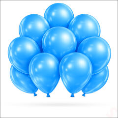 Metalik Parlak Balon, 30 cm x 10 Adet - Mavi