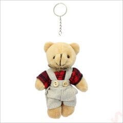 Pelüş Kıyafetli Ayıcık Anahtarlık, 13 x 8,5 cm - Erkek Model