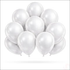 Metalik Parlak Balon, 30 cm x 10 Adet - Beyaz