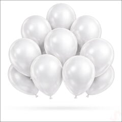 Metalik Parlak Balon, 30 cm x 10 Adet - Beyaz