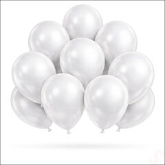 Metalik Parlak Balon, 30 cm x 10 Adet - Beyaz