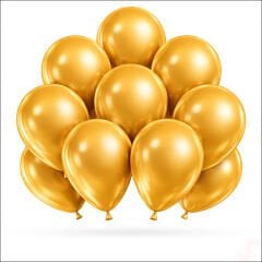 Metalik Parlak Balon, 30 cm x 10 Adet - Altın