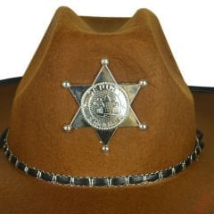 Kovboy Şerif Şapkası 36x26x14cm - Kahve