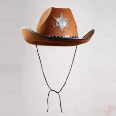 Kovboy Şerif Şapkası 36x26x14cm - Kahve