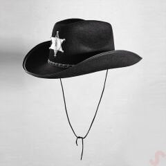 Kovboy Şerif Şapkası 36x26x14cm - Siyah