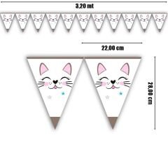 Miss Cat Üçgen Bayrak Flama - 3,20 mt.
