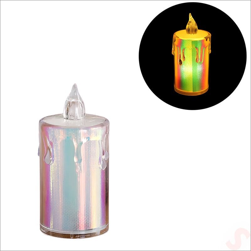 Erimiş MuM Görünümlü,Gökkuşağı Işıklı Pilli Led MuM, 8x3,6cmx1 Adet