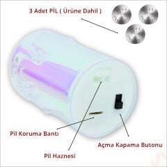 Erimiş MuM Görünümlü,Gökkuşağı Işıklı Pilli Led MuM, 8x3,6cmx3 Adet