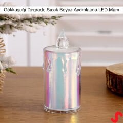 Erimiş MuM Görünümlü,Gökkuşağı Işıklı Pilli Led MuM, 8x3,6cmx3 Adet