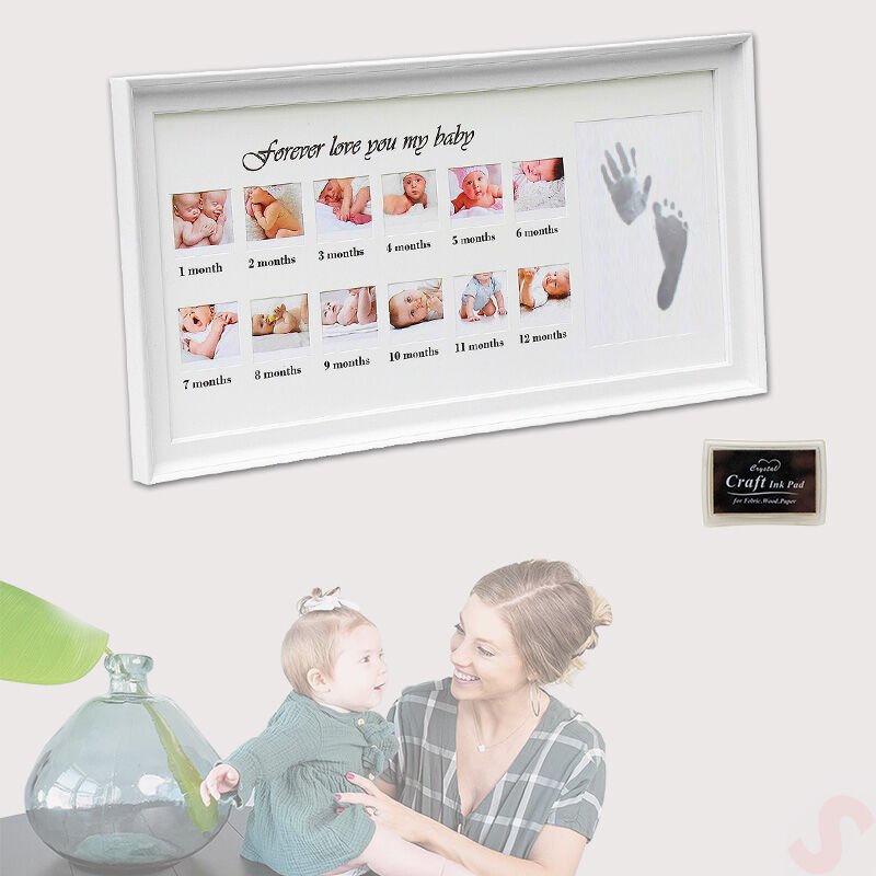 Bebek El ve Ayak İzli Resim Çerçevesi, 39cm x 21cm - 12 Ay