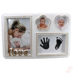 Bebek El ve Ayak İzli Resim Çerçevesi, 27cm x 18cm - Love
