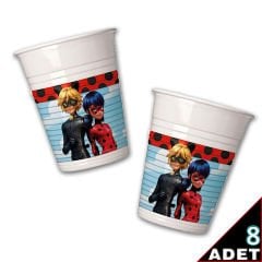 Miraculous Mucize Uğur Böceği Plastik Bardak - 23cm x 8 Adet